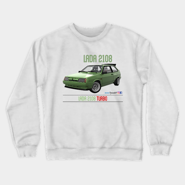 Lada 2108 Turbo Fern Green Crewneck Sweatshirt by PjesusArt